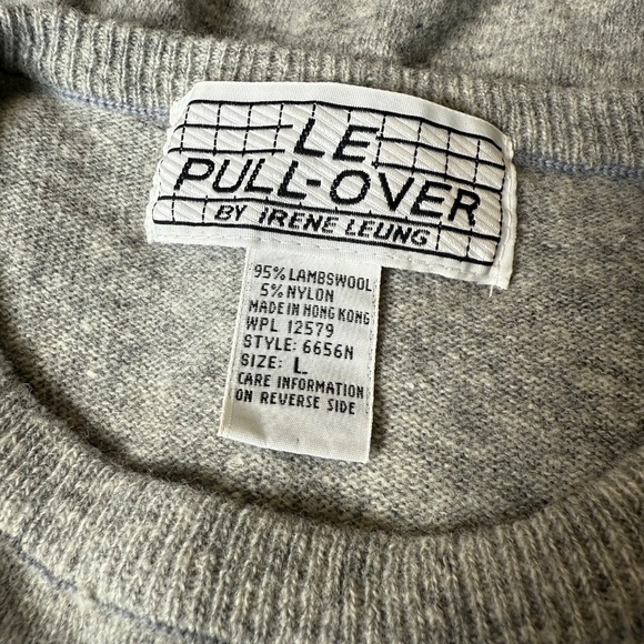 Vintage Le Pull-Over Wool Sweater Womens Large Gray Beaded Sequin Top Shirt Glam - Picture 4 of 8